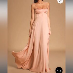 Lulu’s Best Part Of Me Blush Satin Bustier Maxi Dress